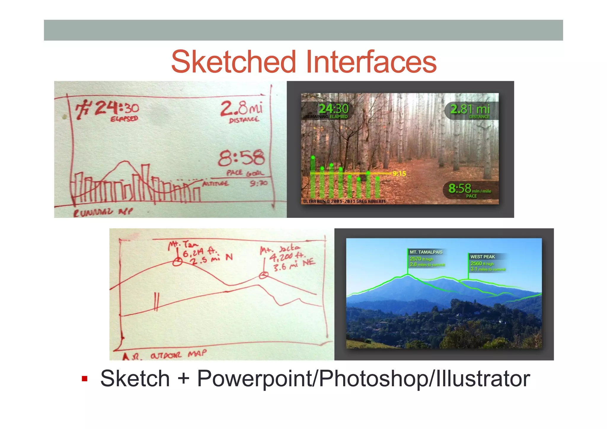 Sketched Interfaces
▪  Sketch + Powerpoint/Photoshop/Illustrator
 