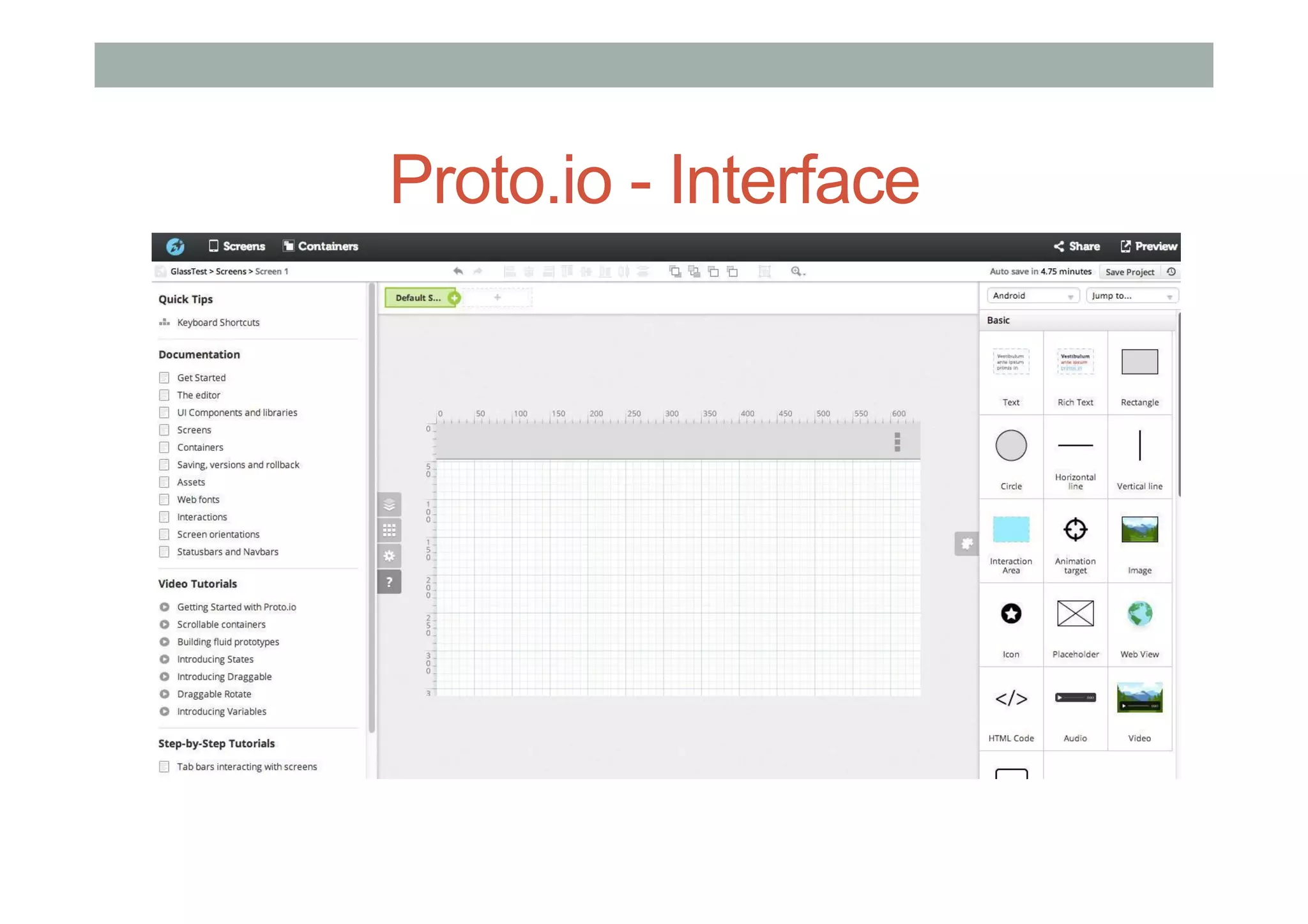 Proto.io - Interface
 