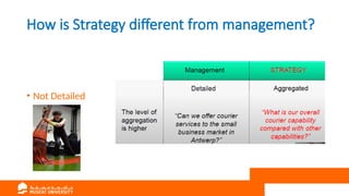 How is Strategy different from management?
• Not Detailed
 