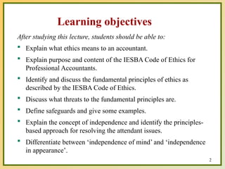 Iesba Principles Comprehensive Ethics for Professional Accountants: Principles, Threats ...
