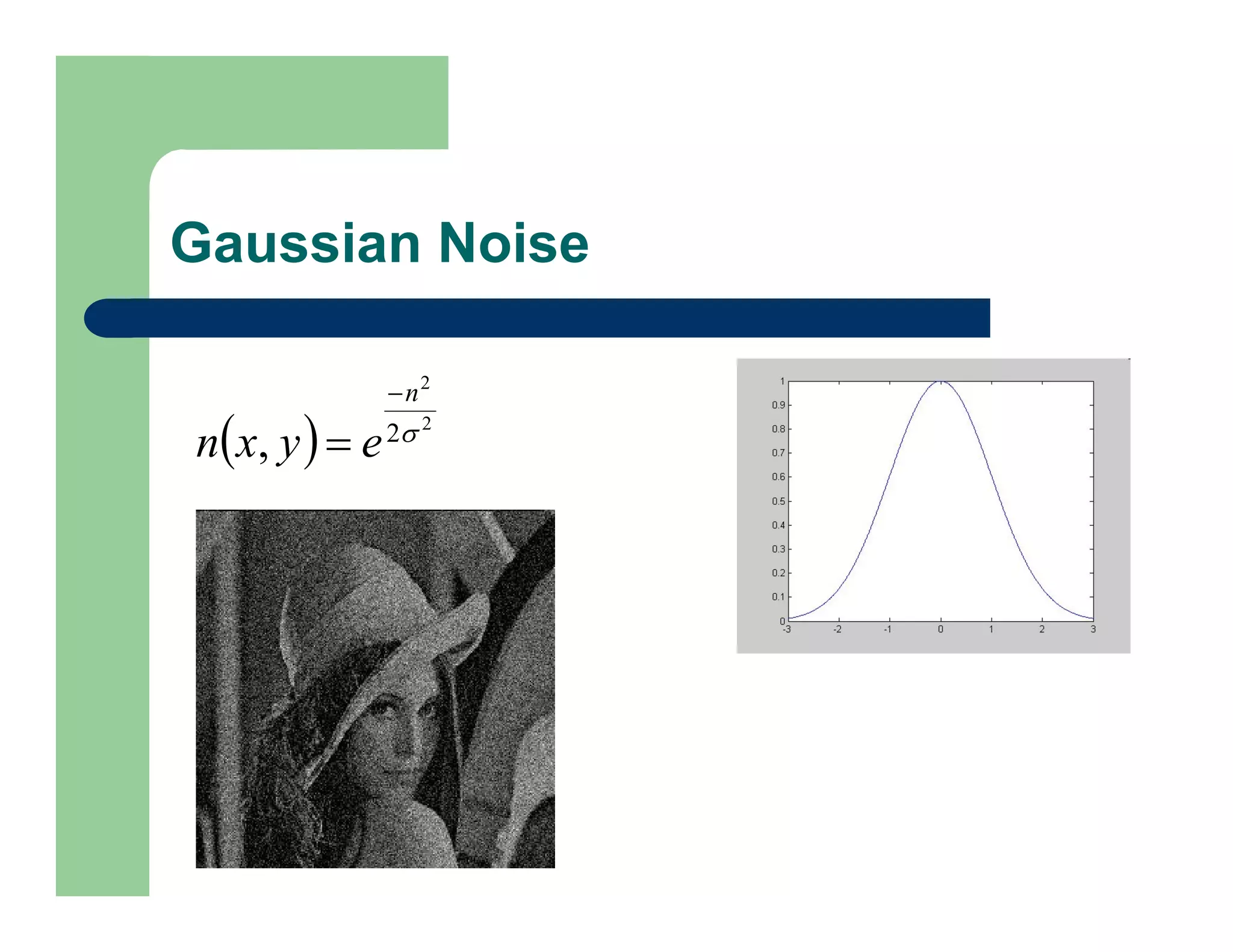 Gaussian Noise
  2
2
2
, 
n
e
y
x
n


 