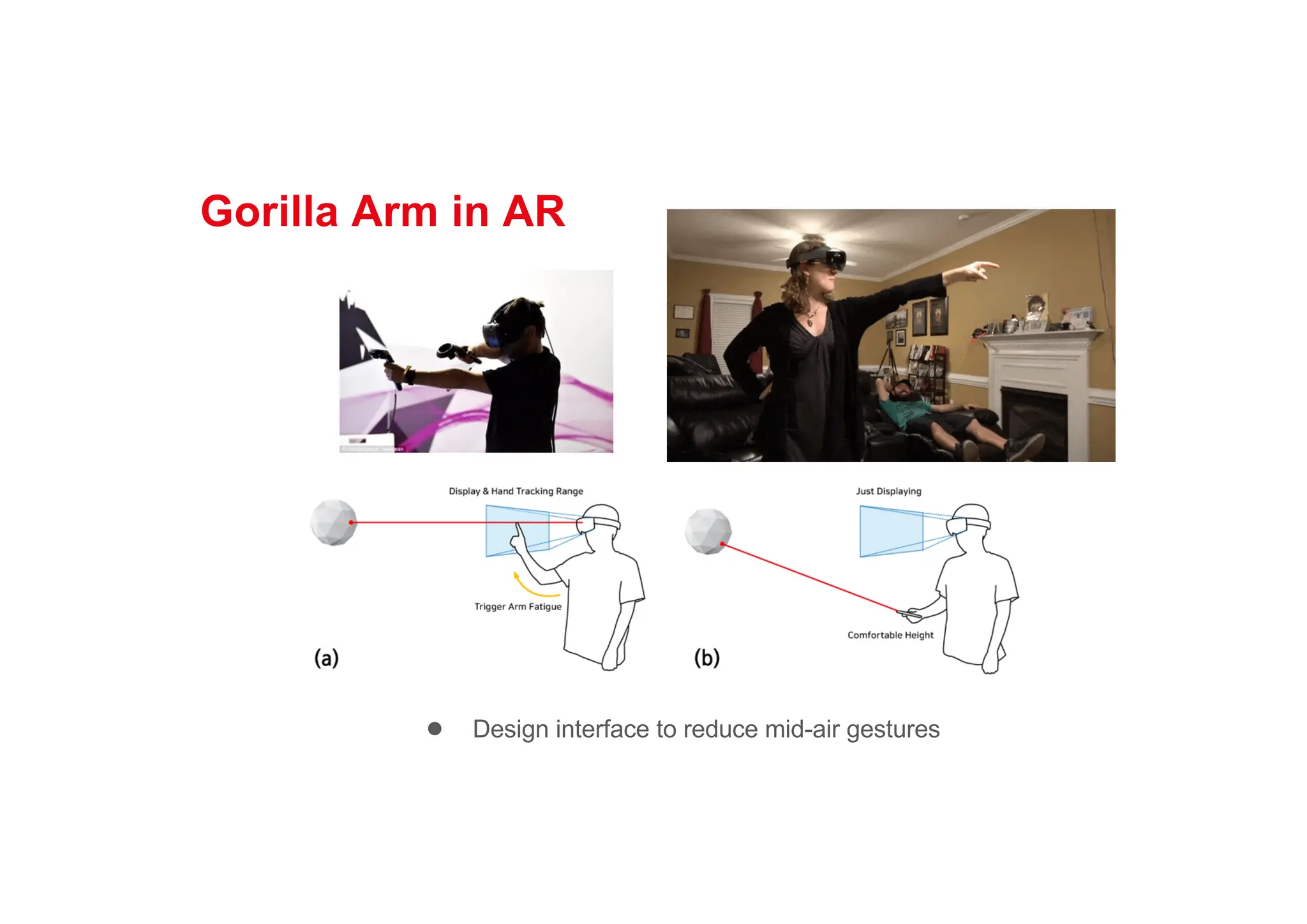 Gorilla Arm in AR
● Design interface to reduce mid-air gestures
 