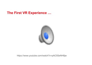The First VR Experience …
https://www.youtube.com/watch?v=pAC5SeNH8jw
 