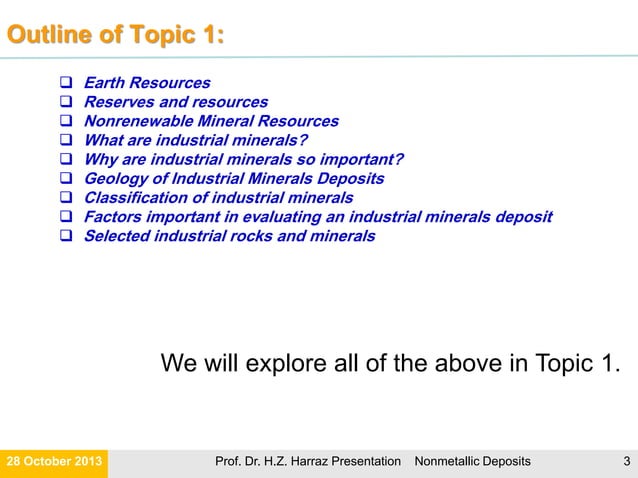 Lecture 1 Concepts Of An Nonrenewable Nonmetallic Mineral Resources
