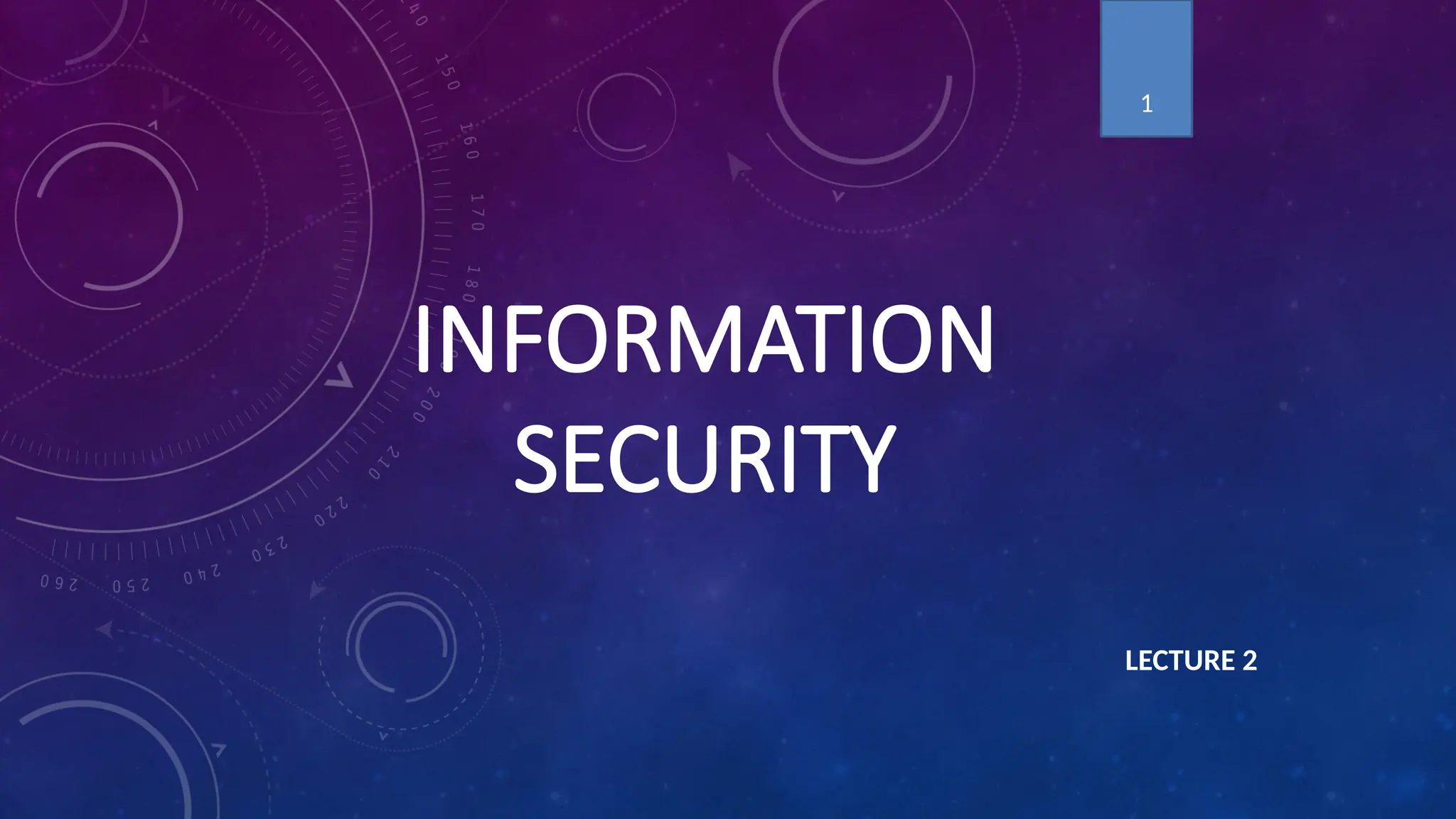 INFORMATION
SECURITY
LECTURE 2
1
 