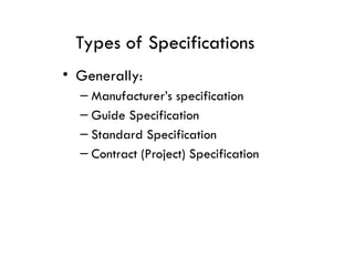 Comprehensive Guide to Construction Specifications and Standards | PPTX