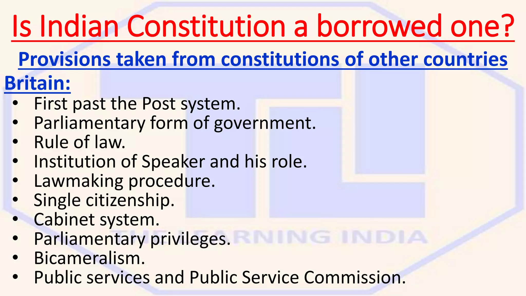 Lecture 2 introduction to indian constitution | PPTX