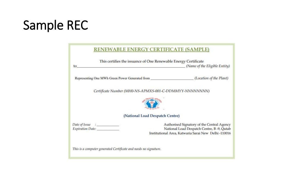 Renewable Energy Certificate (REC) Mechanism