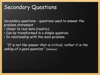 40
‫المرجعى‬ ‫البحث‬ ‫استخدامات‬:
1-‫البحث‬ ‫اسئلة‬ ‫تحديد‬
‫لت‬ ‫المرجعى‬ ‫بالبحث‬ ‫االستعانة‬ ‫يتم‬‫خالل‬ ‫ومن‬ ‫المراجع‬ ‫فى‬ ‫متوفرة‬ ‫واقتراحات‬ ‫ونقد‬ ‫تحليل‬ ‫خالل‬ ‫من‬ ‫البحث‬ ‫اسئلة‬ ‫حديد‬
‫وتجاربها‬ ‫القائمة‬ ‫والنظريات‬ ‫المراجع‬ ‫مقارنة‬.‫يتم‬"‫التنقيب‬"‫اسئلة‬ ‫لتطوير‬ ‫المتوفرة‬ ‫واألبحاث‬ ‫والمعرفة‬ ‫المعلومات‬ ‫خالل‬
‫البحث‬.‫والتخيل‬ ‫واالبتكار‬ ‫االبداع‬ ‫الى‬ ‫المرحلة‬ ‫هذه‬ ‫تحتاج‬‫تطبيقات‬ ‫الستنباط‬‫المواقف‬ ‫نقد‬ ‫على‬ ‫والقدرة‬ ‫جديدة‬ ‫اسئلة‬ ‫او‬
‫الدروس‬ ‫اساس‬ ‫على‬ ‫المستقبلية‬ ‫الظروف‬ ‫وتوقع‬ ‫الحالية‬ ‫والمواقف‬ ‫بالحاضر‬ ‫جديد‬ ‫وعى‬ ‫خالل‬ ‫من‬ ‫السائدة‬ ‫والنظريات‬
‫الماضى‬ ‫من‬ ‫المستفادة‬.
2-‫البحث‬ ‫موضوع‬ ‫تركيز‬:
‫يك‬ ‫وال‬ ‫جدا‬ ‫وشامل‬ ‫عام‬ ‫يكون‬ ‫ال‬ ‫بحيث‬ ‫البحث‬ ‫موضوع‬ ‫تركيز‬ ‫فى‬ ‫المرجعى‬ ‫البحث‬ ‫يفيد‬‫الوقت‬ ‫نفس‬ ‫فى‬ ‫مقيدا‬ ‫ون‬.‫يجب‬
‫التى‬ ‫المراجع‬ ‫تحديد‬ ‫يتم‬ ‫ان‬‫تقييمه‬ ‫عند‬ ‫اليها‬ ‫ويحتكم‬ ‫البحث‬ ‫موضوع‬ ‫عليها‬ ‫يعتمد‬.‫البحث‬ ‫موضوع‬ ‫تركيز‬ ‫التى‬ ‫الوصول‬ ‫يجب‬
‫بح‬‫ي‬‫فى‬ ‫المفيدة‬ ‫المراجع‬ ‫فيها‬ ‫بما‬ ‫المختلفة‬ ‫المرجعيات‬ ‫بين‬ ‫الترابط‬ ‫يحقق‬ ‫بحث‬ ‫واضح‬ ‫سؤال‬ ‫شكل‬ ‫فى‬ ‫يصاغ‬ ‫ان‬ ‫يمكن‬ ‫ث‬
‫ومنهج‬ ‫طريقة‬ ‫اعداد‬‫البحث‬ ‫ية‬.
3-‫البحث‬ ‫سؤال‬ ‫مكونات‬ ‫فهم‬
‫البحث‬ ‫وأسئلة‬ ‫البحث‬ ‫موضوع‬ ‫وتوضيح‬ ‫كتابة‬ ‫إلعادة‬ ‫والمراجع‬ ‫البحث‬ ‫موضوع‬ ‫بين‬ ‫مرات‬ ‫عدة‬ ‫باالنتقال‬ ‫الباحث‬ ‫يقوم‬.
‫تشملها‬ ‫سوف‬ ‫التى‬ ‫العناصر‬ ‫وتوضيح‬ ‫المكتبى‬ ‫البحث‬ ‫مرحلة‬ ‫خالل‬ ‫مرات‬ ‫عدة‬ ‫والسؤال‬ ‫الموضوع‬ ‫صياغة‬ ‫اعادة‬ ‫يتم‬
‫التى‬ ‫والمغيرات‬ ‫الدراسة‬‫القياس‬ ‫وطرق‬ ‫قياسها‬ ‫سيتم‬.
4-‫فهم‬‫و‬ ‫تاريخ‬‫المشكلة‬ ‫جذور‬
‫ول‬ ‫فقط‬ ‫اليوم‬ ‫وليدة‬ ‫ليست‬ ‫العلمية‬ ‫المراجع‬‫ك‬‫سابقة‬ ‫نظريات‬ ‫على‬ ‫اعتمد‬ ‫معرفى‬ ‫بناء‬ ‫نها‬
‫وتطوره‬ ‫وتشكيله‬ ‫تكوينه‬ ‫فى‬ ‫اثرت‬ ،‫معها‬ ‫اختلف‬ ‫ام‬ ‫اتفق‬ ‫سواء‬.‫للمعلومات‬ ‫تاريخى‬ ‫مخزن‬ ‫فهو‬
‫الت‬ ‫للخلفية‬ ‫الجينية‬ ‫االرتباطات‬ ‫على‬ ‫ويحتوى‬‫شجرة‬ ‫او‬ ‫شبكة‬ ‫رسم‬ ‫خالله‬ ‫من‬ ‫ويمكن‬ ‫اريخية‬
‫وفروعها‬ ‫الفكرة‬ ‫ألصل‬.‫عليها‬ ‫يعتمد‬ ‫التى‬ ‫االفكار‬ ‫عالقات‬ ‫شجرة‬ ‫او‬ ‫شبكة‬ ‫رسم‬ ‫للباحث‬ ‫يمكن‬
‫االخرين‬ ‫بأفكار‬ ‫وارتباطها‬ ‫تطورها‬ ‫مدى‬ ‫واكتشاف‬.
5-‫للنظريات‬ ‫الحالى‬ ‫المشهد‬ ‫فهم‬‫واألفكار‬
‫للنظريات‬ ‫المعاصر‬ ‫بالسياق‬ ‫معرفة‬ ‫المرجعى‬ ‫البحث‬ ‫يوفر‬‫ووجهات‬ ‫البحثية‬ ‫والمشاكل‬
‫يستخدمها‬ ‫التى‬ ‫الطنانة‬ ‫والعبارات‬ ‫الفكرية‬ ‫واألجندات‬ ‫والمتعارضة‬ ‫والمتوافقة‬ ‫المختلفة‬ ‫النظر‬
‫وما‬ ‫الحداثة‬ ‫مثل‬ ‫األفكار‬ ‫لترويج‬ ‫وسيلة‬ ‫عن‬ ‫او‬ ‫اقتناع‬ ‫عن‬ ‫سواء‬ ‫والمنظرون‬ ‫والكتاب‬ ‫الباحثون‬
‫واالستدام‬ ‫والحراك‬ ‫والعولمة‬ ‫والبنيوية‬ ‫والتفكيكية‬ ‫الحداثة‬ ‫بعد‬‫الكثيرة‬ ‫االسماء‬ ‫من‬ ‫وغيرها‬ ‫ة‬
‫وغيرها‬ ‫والثقافة‬ ‫واألدب‬ ‫العلم‬ ‫فى‬ ‫الشائعة‬!
 