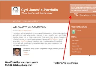 WordPress that uses open source   Twitter API / Integration
MySQL database back-end
 