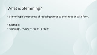 Tokenization, Stemming, Lemmatization in NLP | PPTX