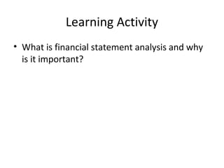Tools of Financial Analysis and Control | PPT