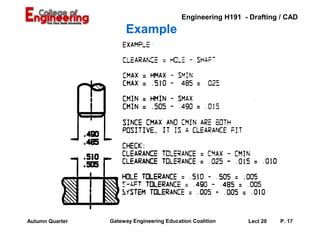 Engineering H191 - Drafting / CAD
                      Example




Autumn Quarter   Gateway Engineering Education Coalition     Lect 20   P. 17
 