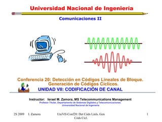 Lecture 20 detección en códigos lineales de bloque. generación de ...
