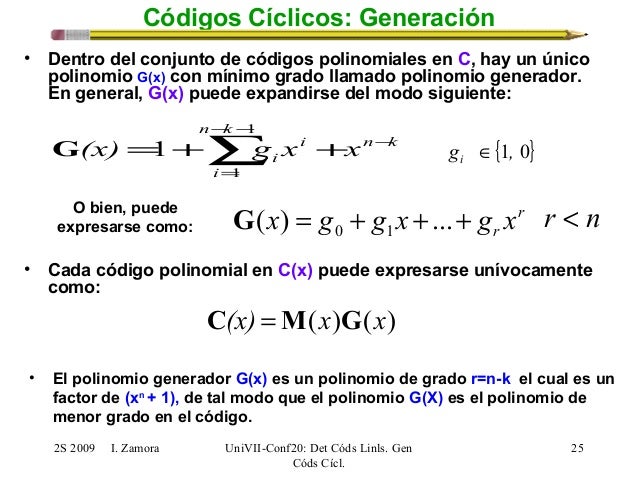 Lecture Deteccion En Codigos Lineales De Bloque Generacion De Cod