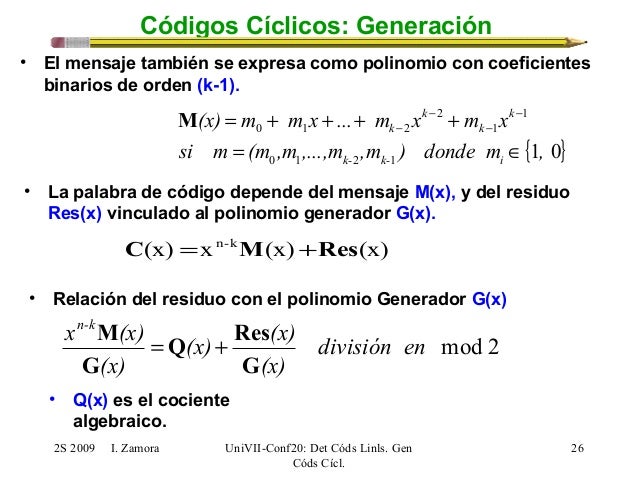 Lecture Deteccion En Codigos Lineales De Bloque Generacion De Cod