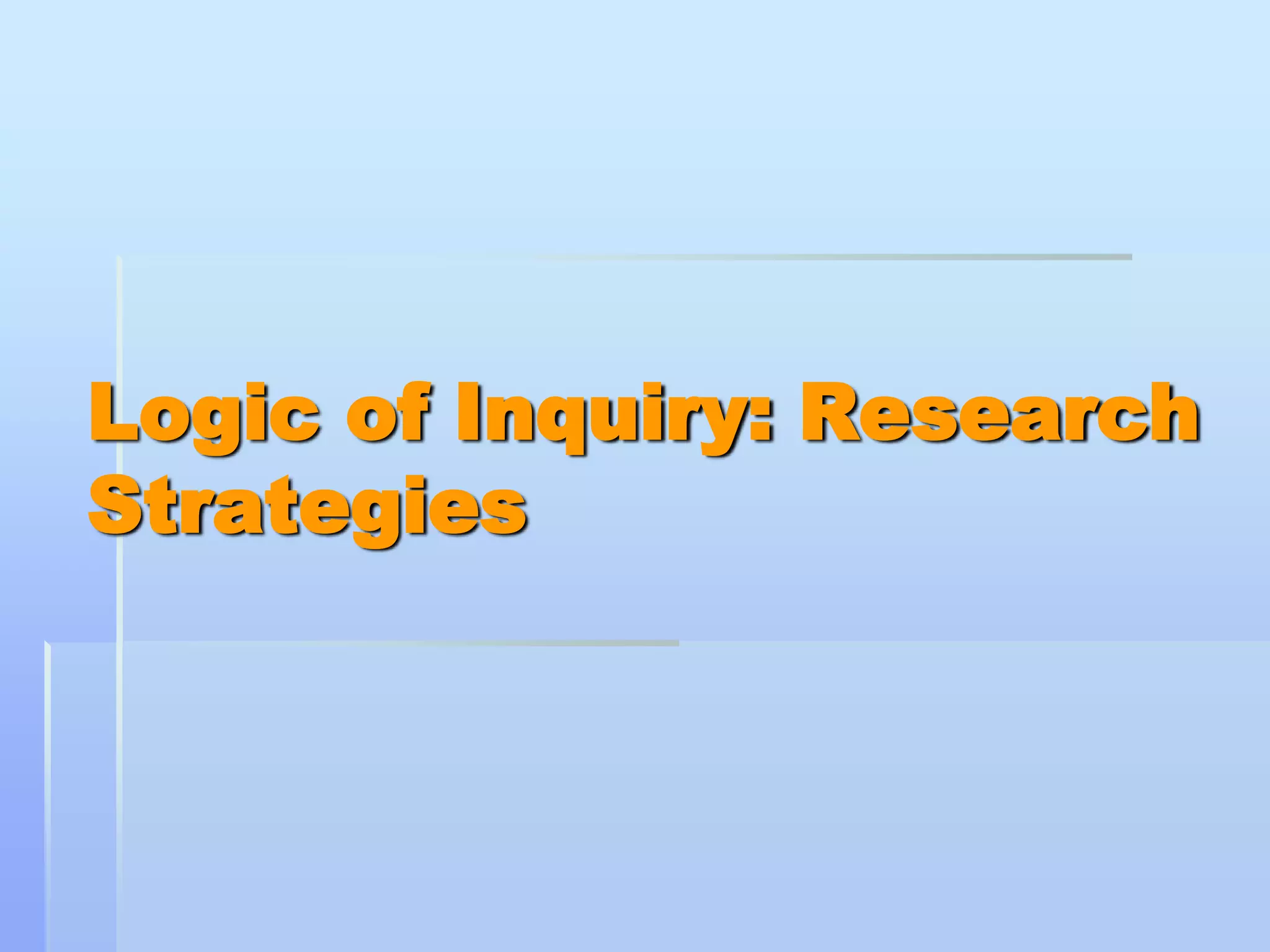 Logic of Inquiry: Research
Strategies
 