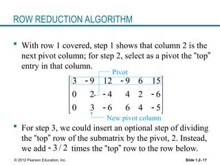 Row Reduction Algorithm Rules Linear equations in linear algebra in maths | PPT