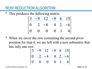 Row Reduction Algorithm Rules Linear equations in linear algebra in maths | PPT