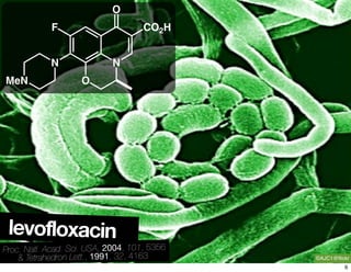 ©AJC1@ﬂickr
N
F
N
OMeN
O
CO2H
levofloxacin
Proc. Natl. Acad. Sci. USA, 2004, 101, 5356
& Tetrahedron Lett., 1991, 32, 4163
6
 