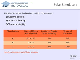 Solar Simulator Classification Fundamentals of Photovoltaics: Lecture 1 | PDF