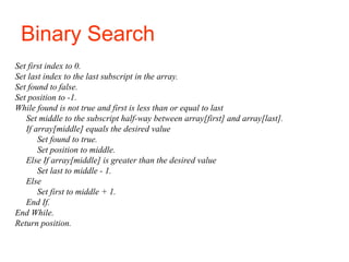 Searching and Sorting Arrays in programming languages | PPT