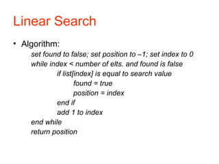 Searching and Sorting Arrays in programming languages | PPT