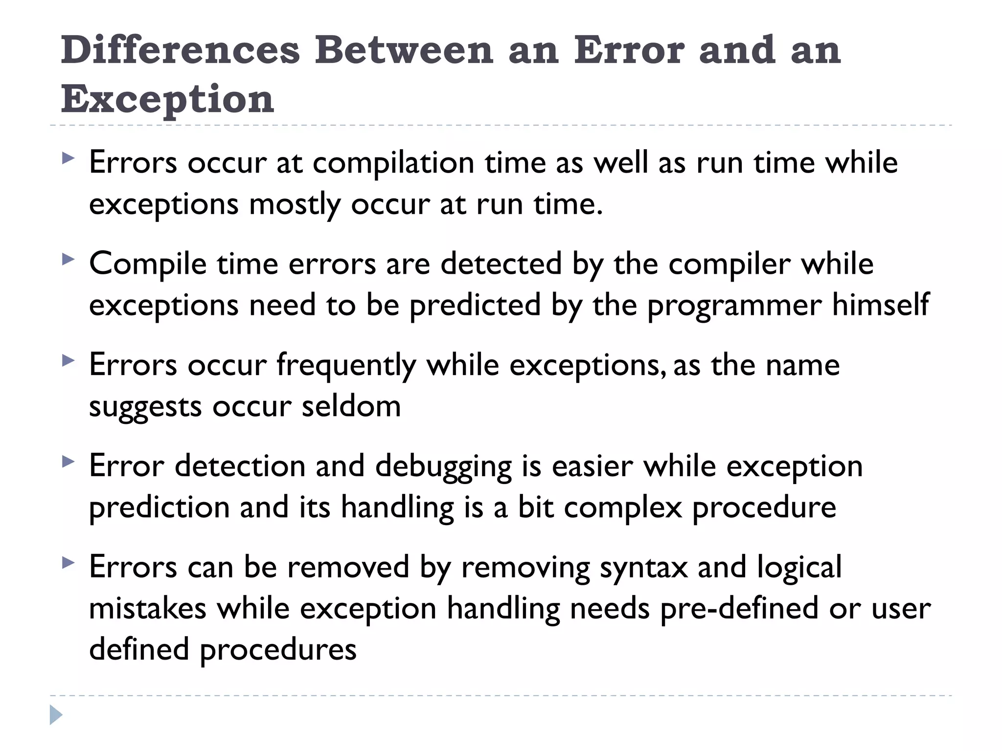 Lecture 22 - Error Handling | PPT | Programming Languages | Computing