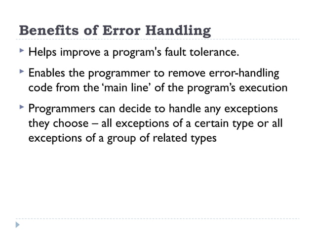 Lecture 22 - Error Handling | PPT | Programming Languages | Computing
