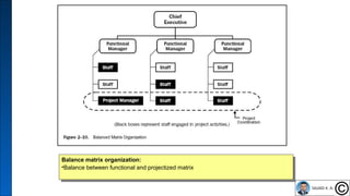 30
Balance matrix organization:
•Balance between functional and projectized matrix
Balance matrix organization:
•Balance between functional and projectized matrix
 