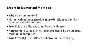 Comprehensive Overview of Numerical Methods and Error Analysis in ...