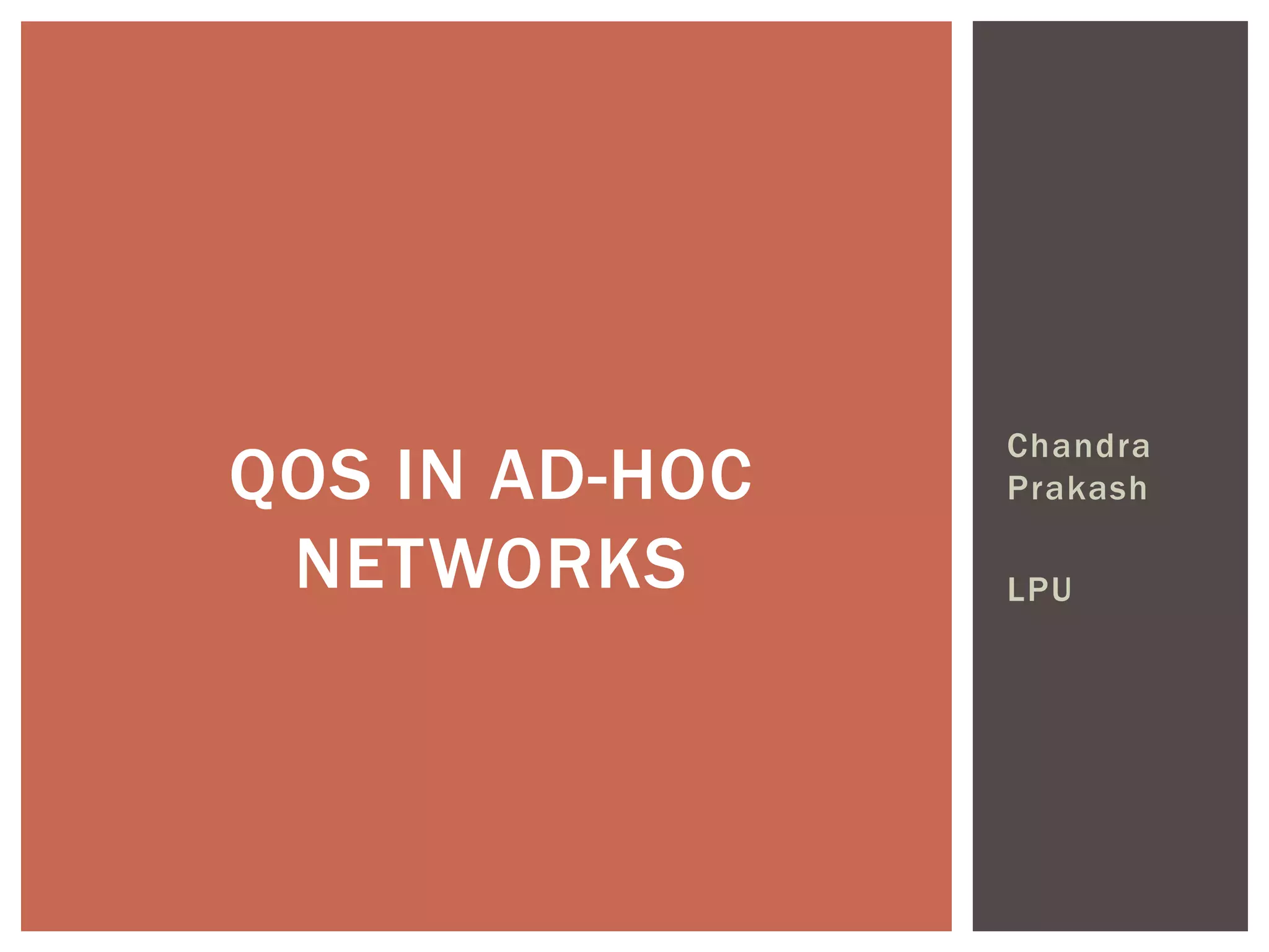 Lecture 23 27. quality of services in ad hoc wireless networks | PDF