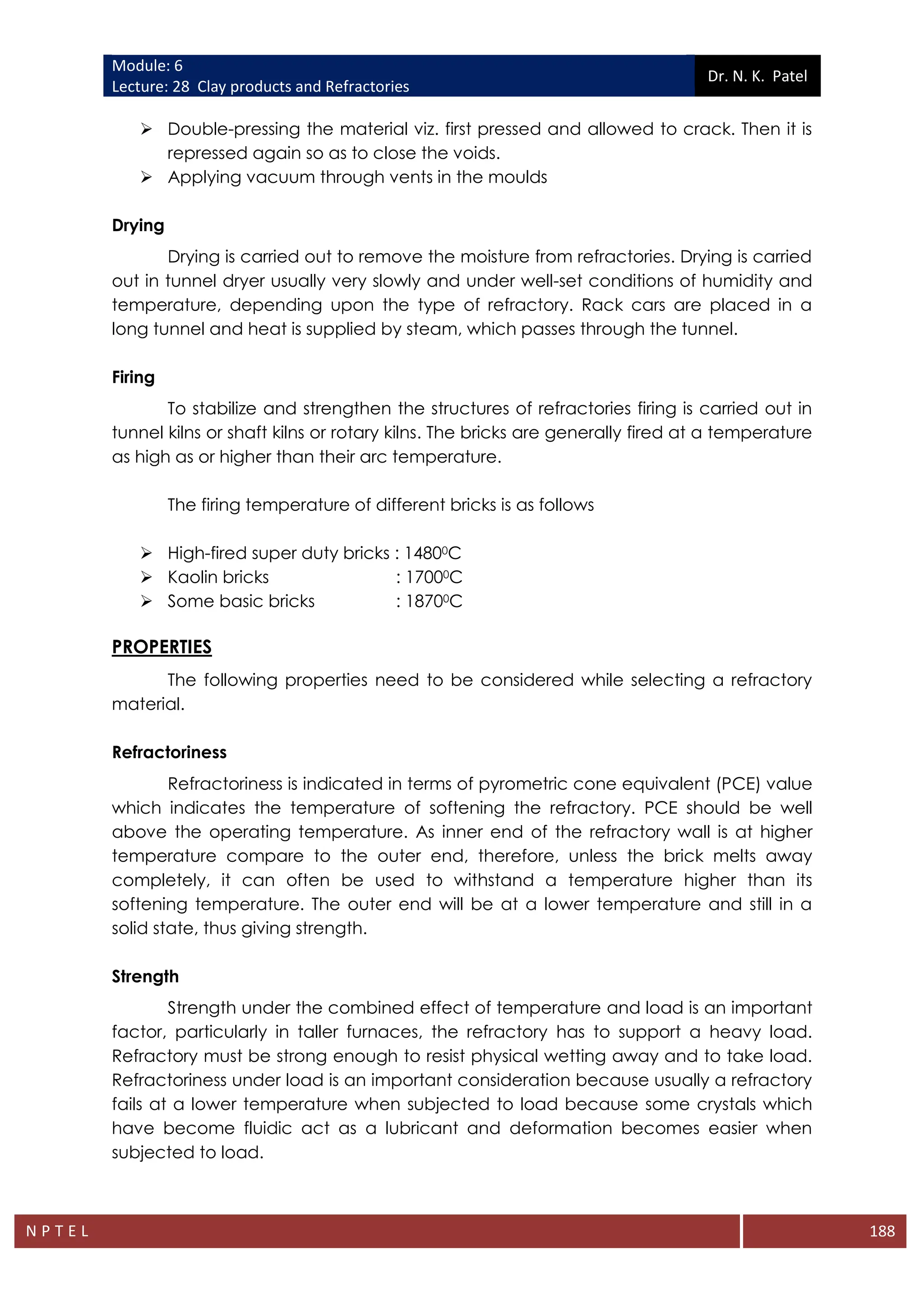 Lecture 27-CLAY PRODUCTS AND REFRACTORIES.pdf