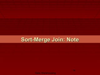 Data Warehousing
14
Sort-Merge Join: NoteSort-Merge Join: Note
 