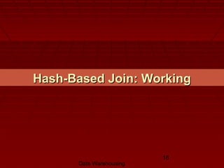 Data Warehousing
16
Hash-Based Join: WorkingHash-Based Join: Working
 