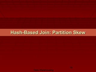 Data Warehousing
19
Hash-Based Join: Partition SkewHash-Based Join: Partition Skew
 