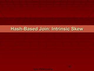 Data Warehousing
20
Hash-Based Join: Intrinsic SkewHash-Based Join: Intrinsic Skew
 