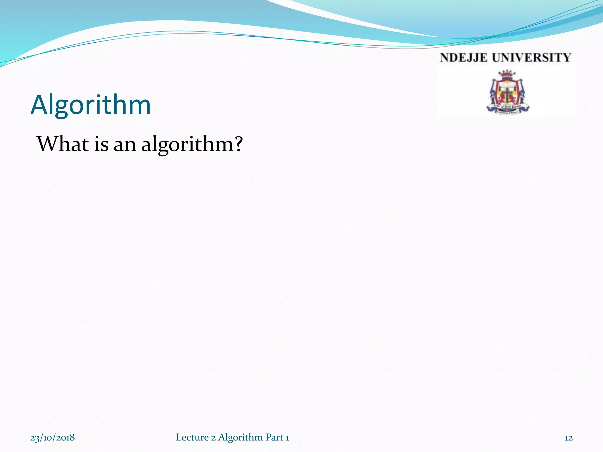 Lecture2a algorithm | PPT