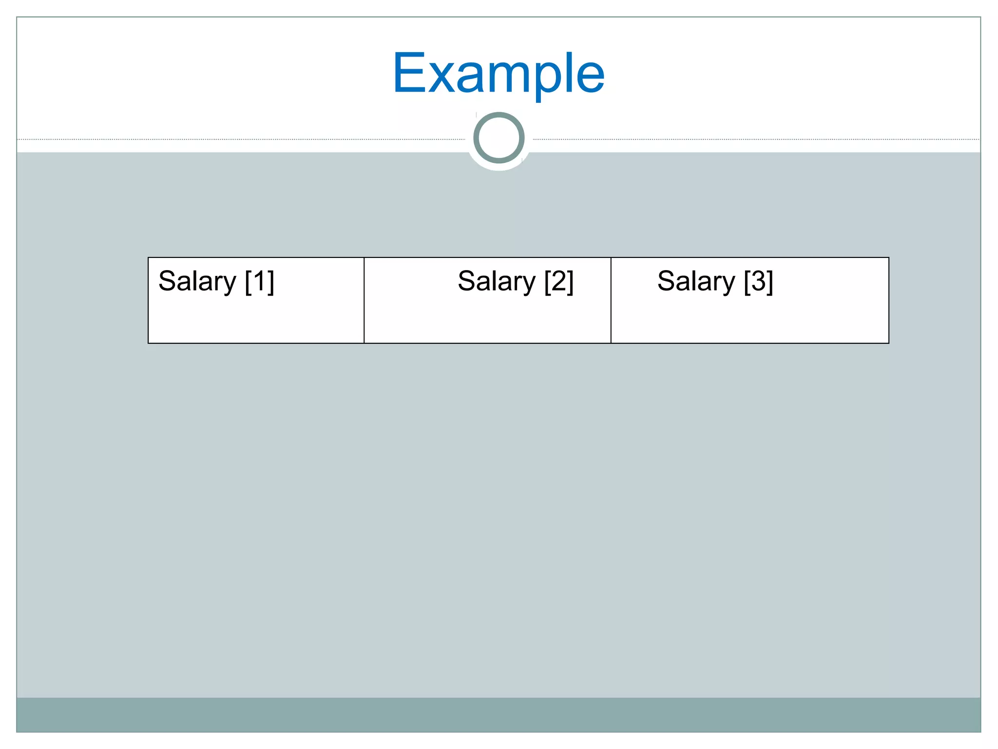 Example
Salary [1] Salary [2] Salary [3]
 