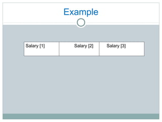 Example
Salary [1] Salary [2] Salary [3]
 