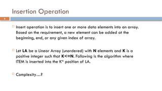 Array and it's further discussion with example code | PPTX