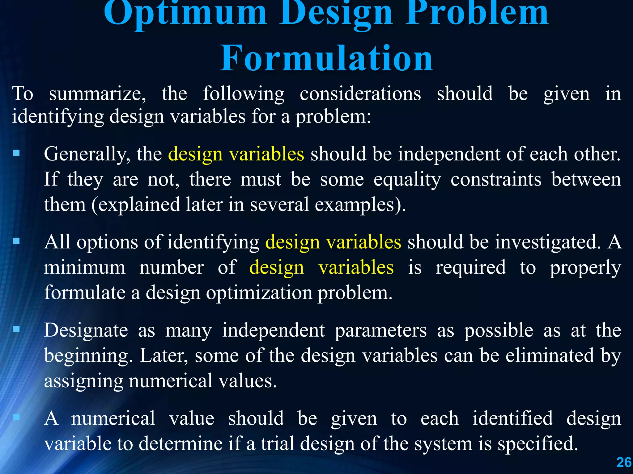 Lecture 2 Basic Concepts of Optimal Design and Optimization Techniques ...