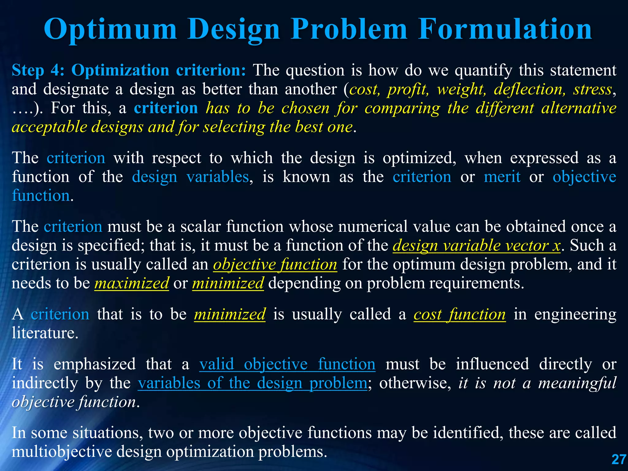 Lecture 2 Basic Concepts of Optimal Design and Optimization Techniques ...