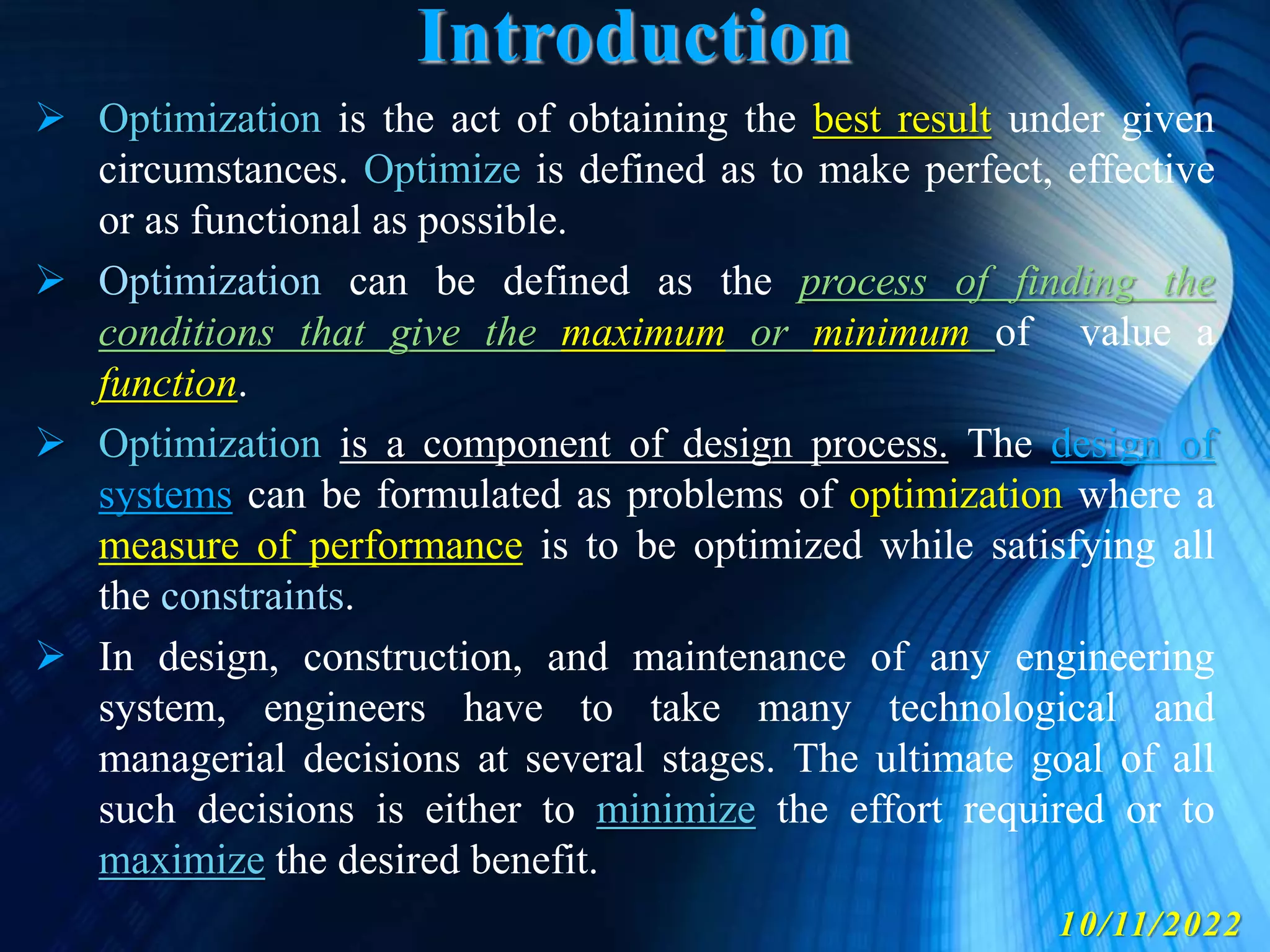 Lecture 2 Basic Concepts of Optimal Design and Optimization Techniques ...