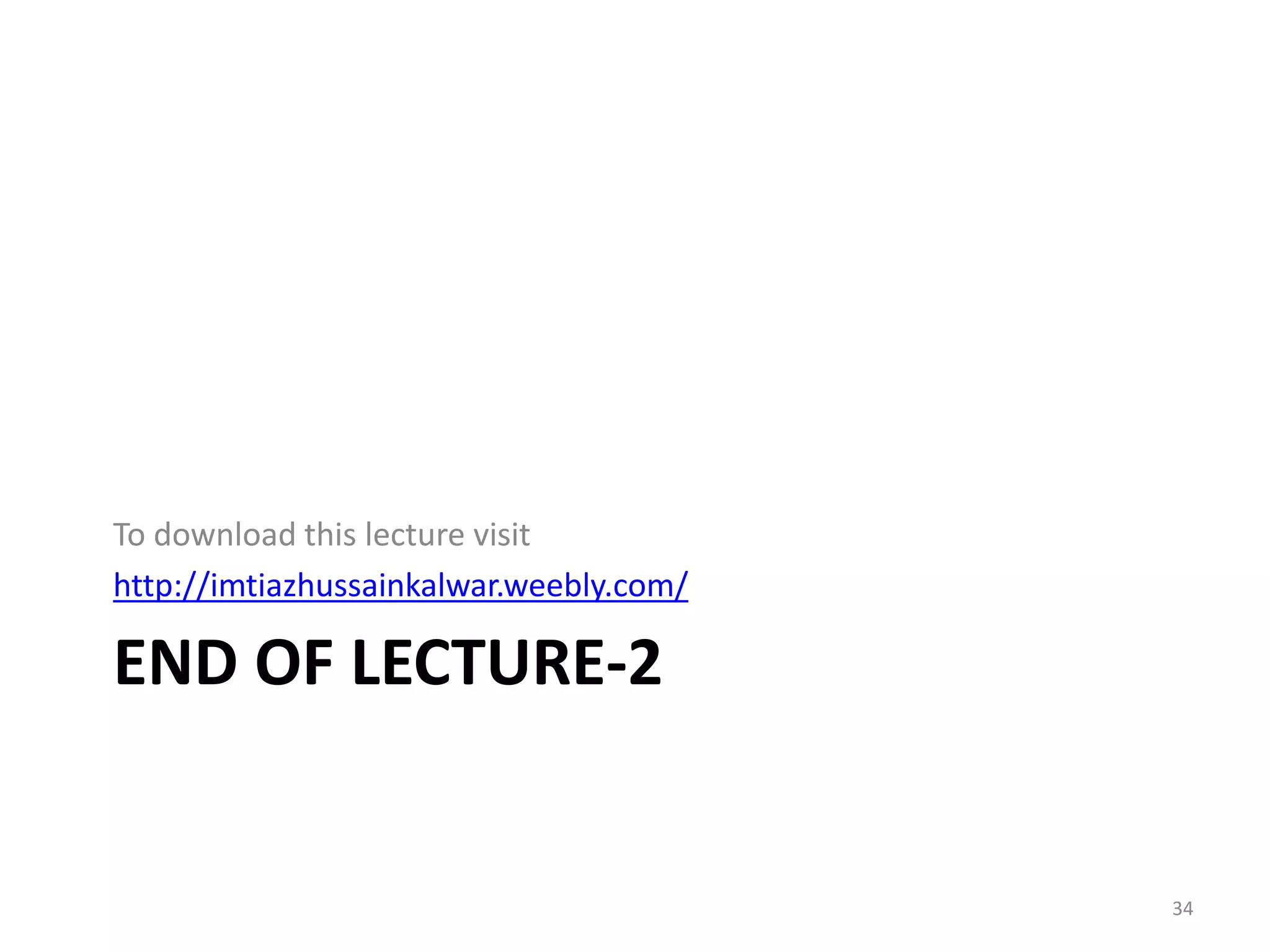 END OF LECTURE-2
To download this lecture visit
http://imtiazhussainkalwar.weebly.com/
34
 