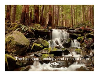 The biosphere, ecology and concept of an
               ecosystem
             Dr. B. H. Lower, PhD
 