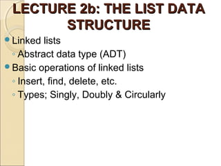 Lecture 2b lists | PPT | Programming Languages | Computing