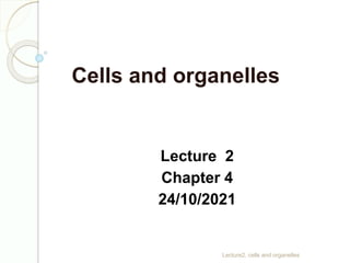 Cells and organelles
Lecture 2
Chapter 4
24/10/2021
Lecture2, cells and organelles
 