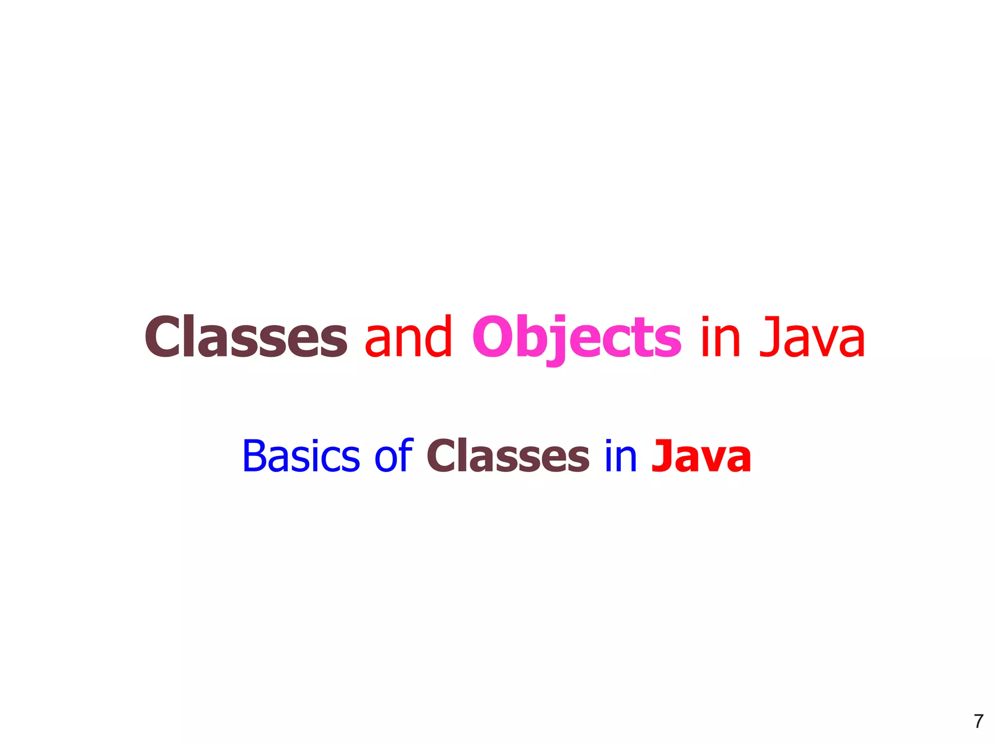 Classes and Objects in Java Basics of Classes in Java 
