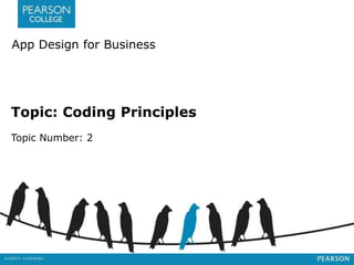 App Design for Business 
Topic: Coding Principles 
Topic Number: 2 
 